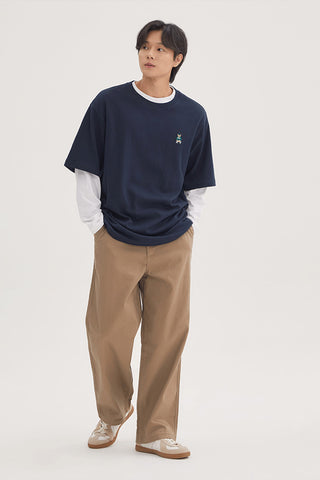 Men Wide Chino Pants - D/Beige