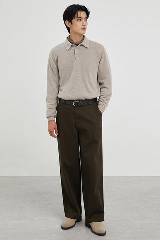 Men Wide Chino Pants - D/Khaki