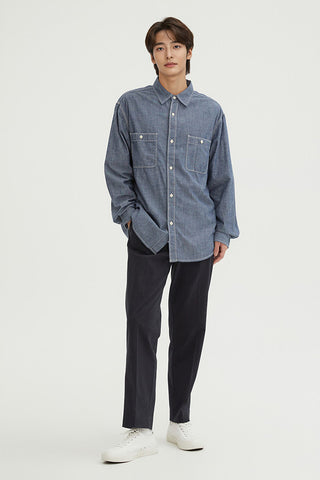Men Tapered Chino Pants - Navy