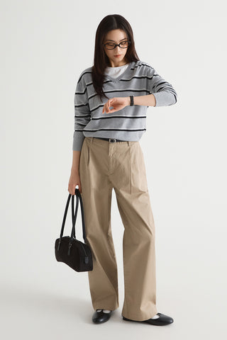 Women Cotton Wide Chino Pants