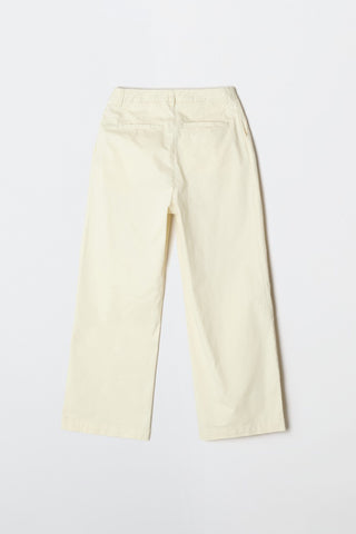 Women Cotton Wide Chino Pants - Ivory