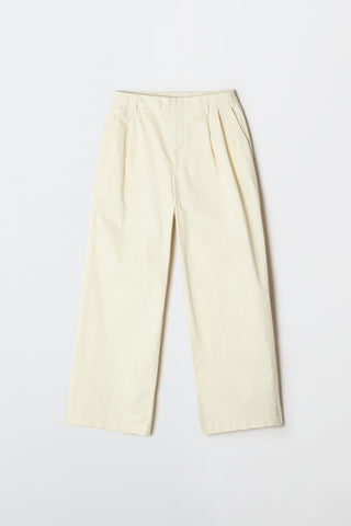 Women Cotton Wide Chino Pants - Ivory