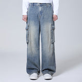 SPAO Men Cargo Wide Jeans SPTJF23C57 Vintage Indigo