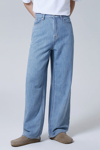 Men Lightweight Wide Jeans - L/Indigo