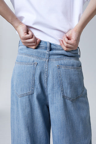 Men Lightweight Wide Jeans - L/Indigo