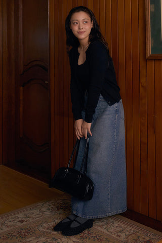 Women Denim Maxi Skirt - Indigo