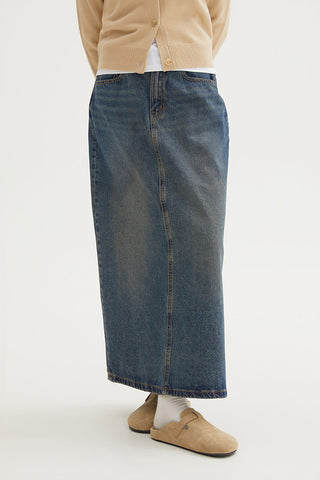 Women Denim Maxi Skirt