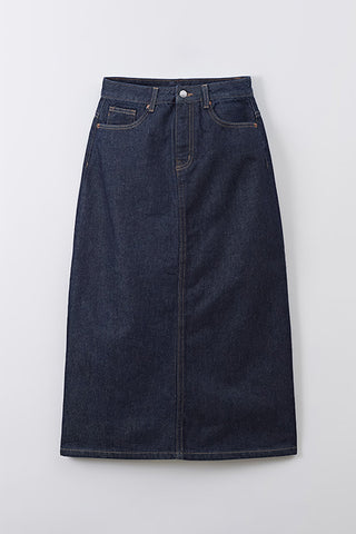Women Denim Maxi Skirt - Navy