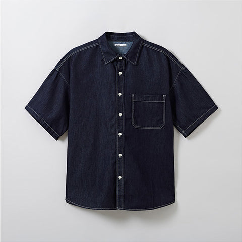 SPAO Men Short Sleeve Denim Shirt SPYJE26C01 Navy