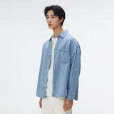 SPAO Men Long Sleeve Denim Overfit Shirt SPYJF23C01 Navy