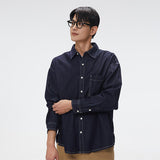 SPAO Men Long Sleeve Denim Overfit Shirt SPYJF23C01 Navy