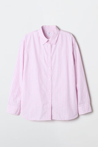 Women Long Sleeve Overfit Stripe Shirt - Pink