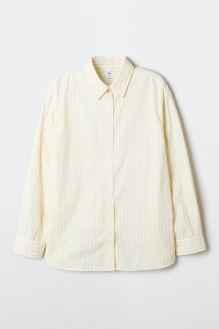 Women Long Sleeve Overfit Stripe Shirt - L/Yellow