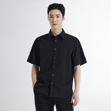 SPAO Men Short Sleeve Crinkle Shirt SPYWE25M09 Black