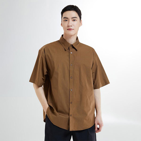 SPAO Men Short Sleeve Plain Shirt SPYWE37M11 Brown