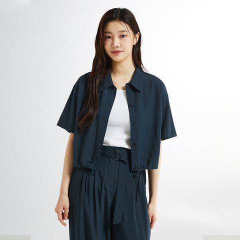 SPAO Women Short Sleeve Crop Shirt SPYWE37W01 Navy