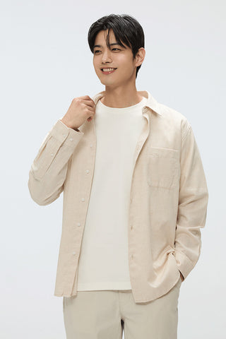 SPAO Men Long Sleeve Linen Shirt