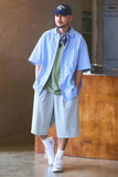 Men Short Sleeve Overfit Oxford Shirt