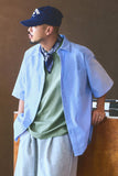 Men Short Sleeve Overfit Oxford Shirt