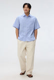 Men Short Sleeve Overfit Oxford Shirt