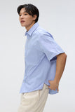 Men Short Sleeve Overfit Oxford Shirt