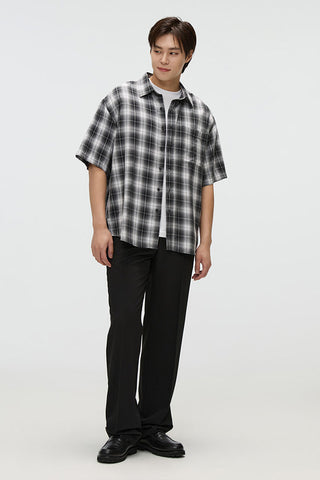 Men Short Sleeve Checked Shirt