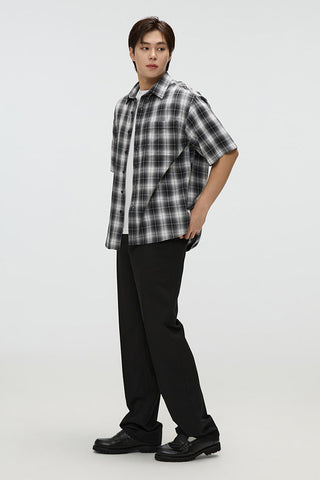 Men Short Sleeve Checked Shirt