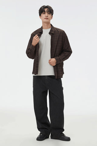 Men Long Sleeve Checked Shirt
