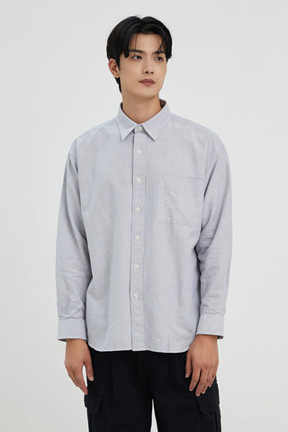 Men Long Sleeve Overfit Oxford Shirt