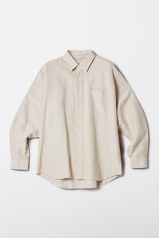 Men Long Sleeve Overfit Oxford Shirt - L/Beige