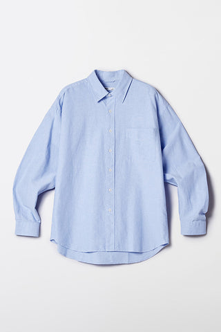 Men Long Sleeve Overfit Oxford Shirt - L/Blue