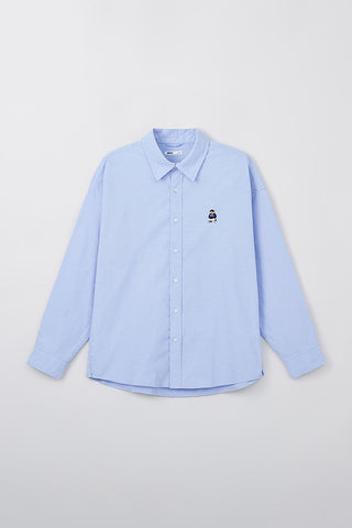 Men Long Sleeve Woodie Oxford Shirt - L/Blue