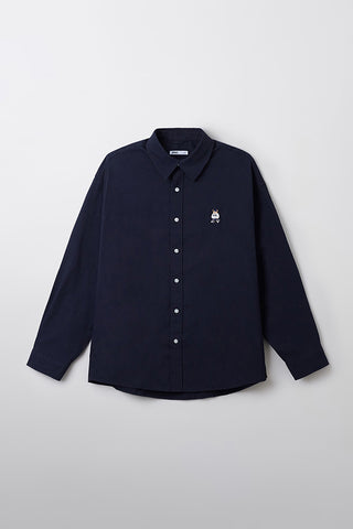 Men Long Sleeve Woodie Oxford Shirt - Navy