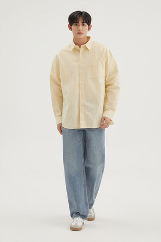 Men Long Sleeve Overfit Oxford Shirt SP26 - L/Yellow