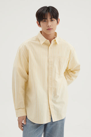 Men Long Sleeve Overfit Oxford Shirt SP26 - L/Yellow