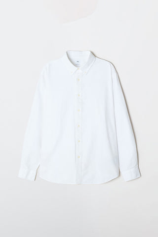 Men Long Sleeve Regular Oxford Shirt - White