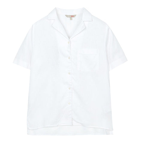 SPAO Women Short Sleeve Linen Open Collar Shirt SPYWA25G05