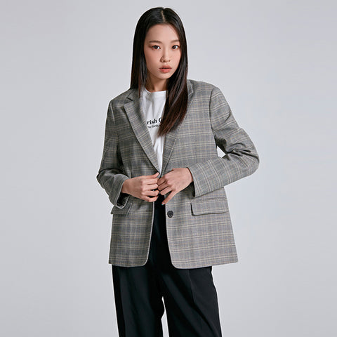 SPAO Women Long Sleeve Basic Checkered Jacket SPJKC23W22