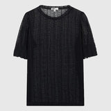SPAO Women Short Sleeve Lace Tee Blouse SPRAA25G62