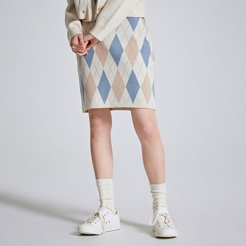 SPAO Women Argyle Short Skirt SPWKC12G02